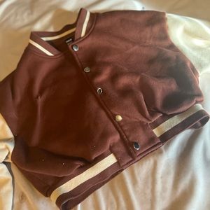 Brown and crèam varsity jacket
